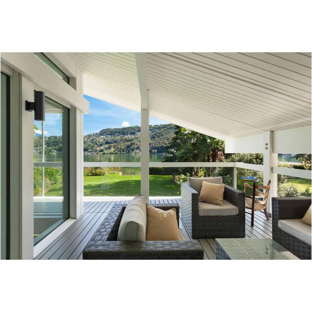 5" Outdoor Up/Down Wall Cylinder Two-Light Outdoor Wall Lantern with Top Lense - Image 3
