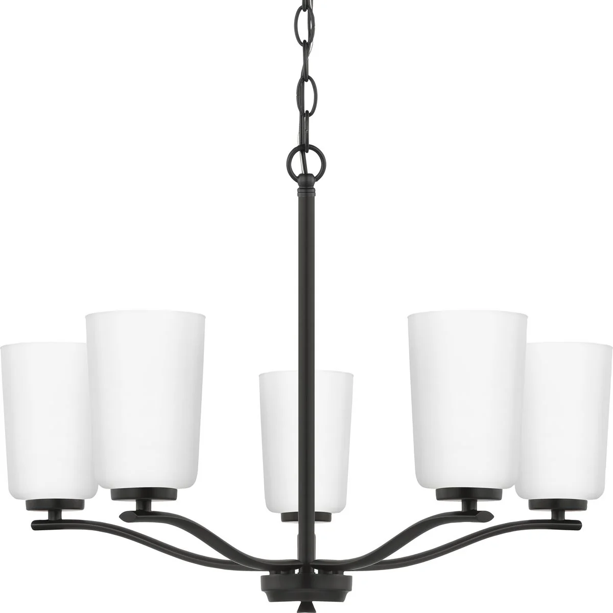 Adley Collection Five-Light Etched White Glass Chandelier - Image 2