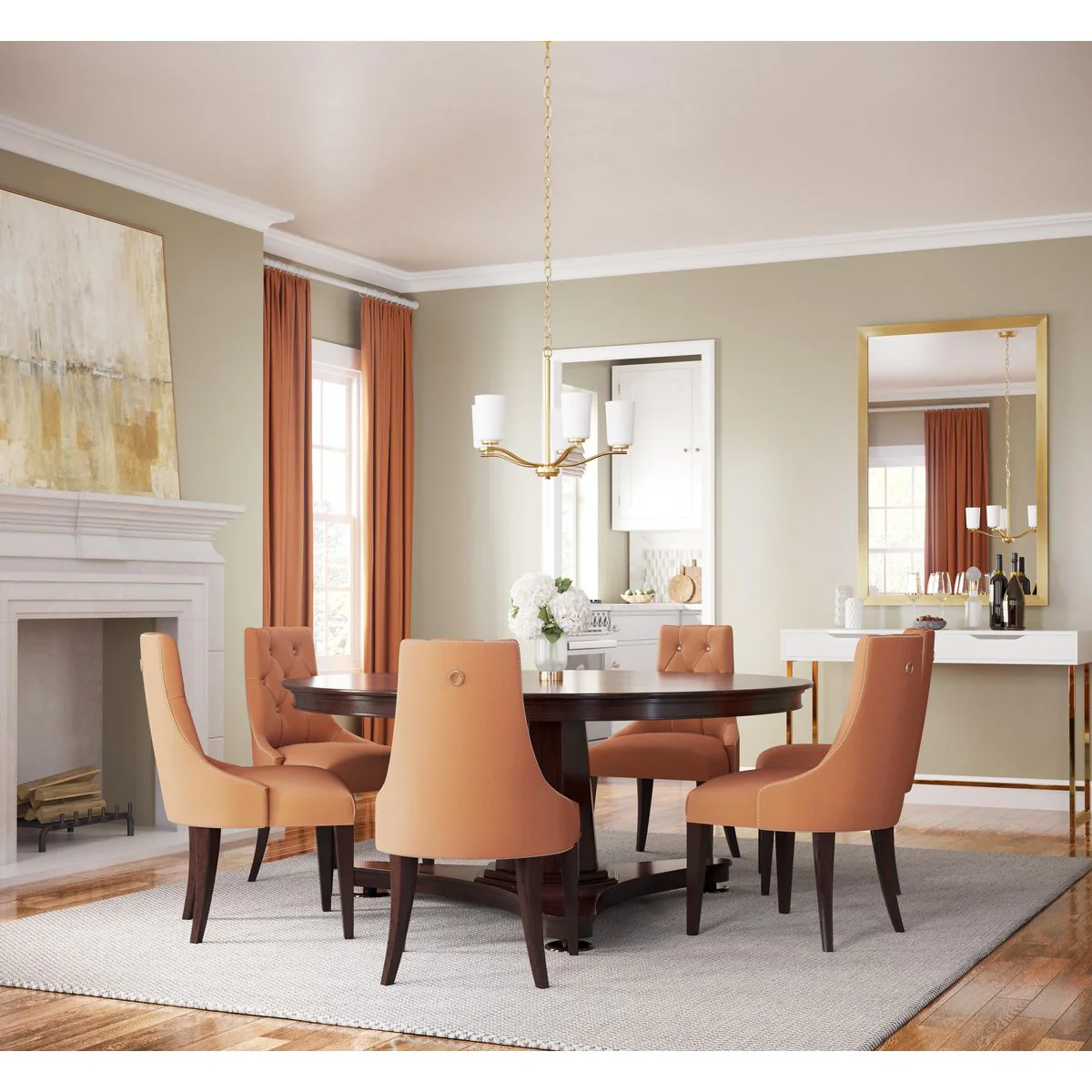 Adley Collection Five-Light Etched White Glass Chandelier - Image 6