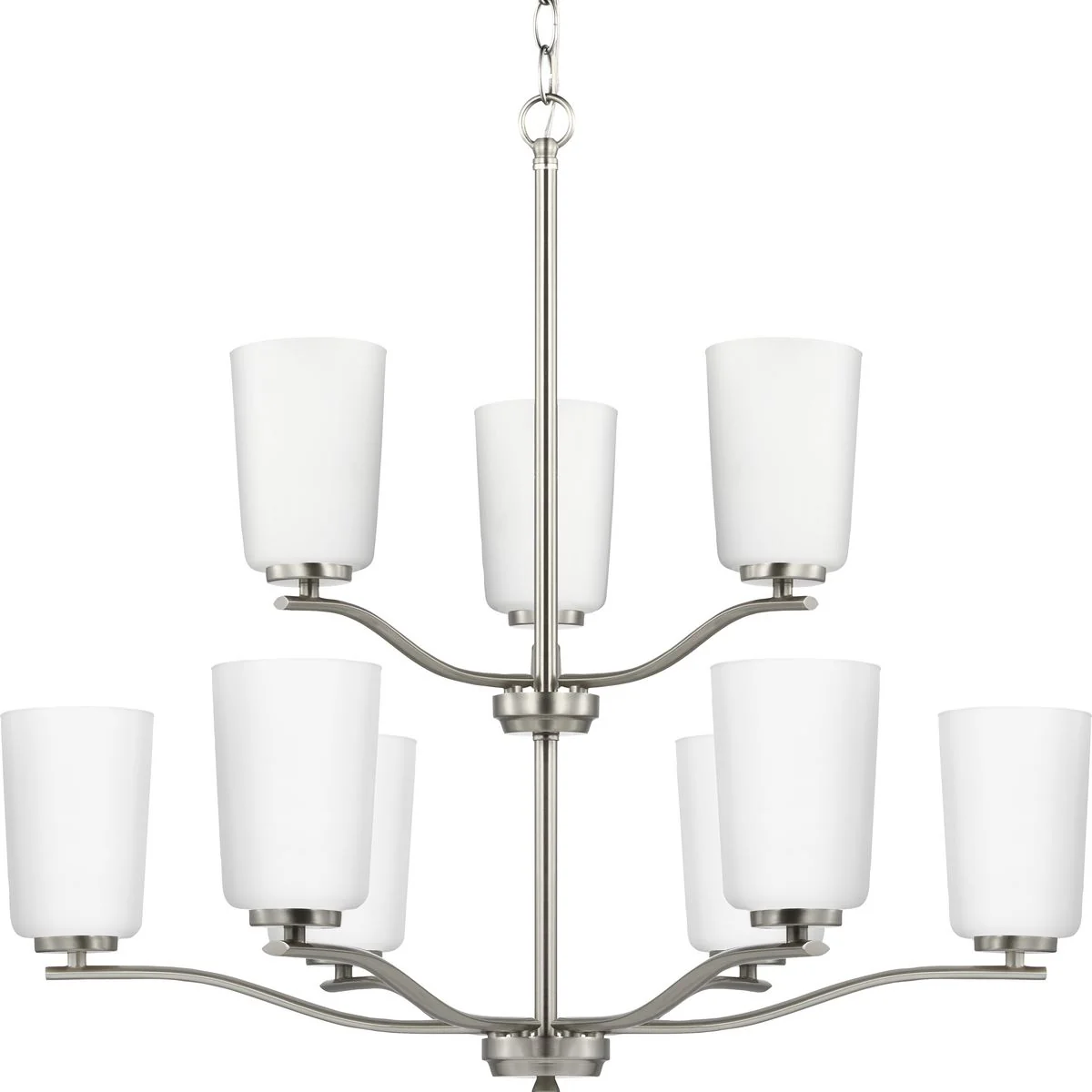 Adley Collection Nine-Light Etched White Glass Chandelier - Image 2