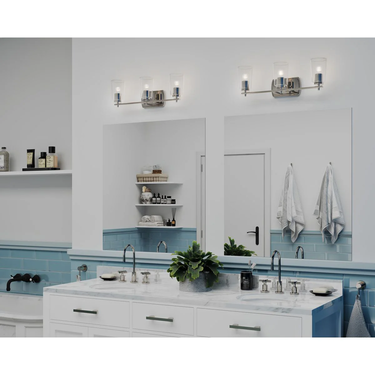 Adley Collection Three-Light Clear Glass Bath Vanity Light - Image 10