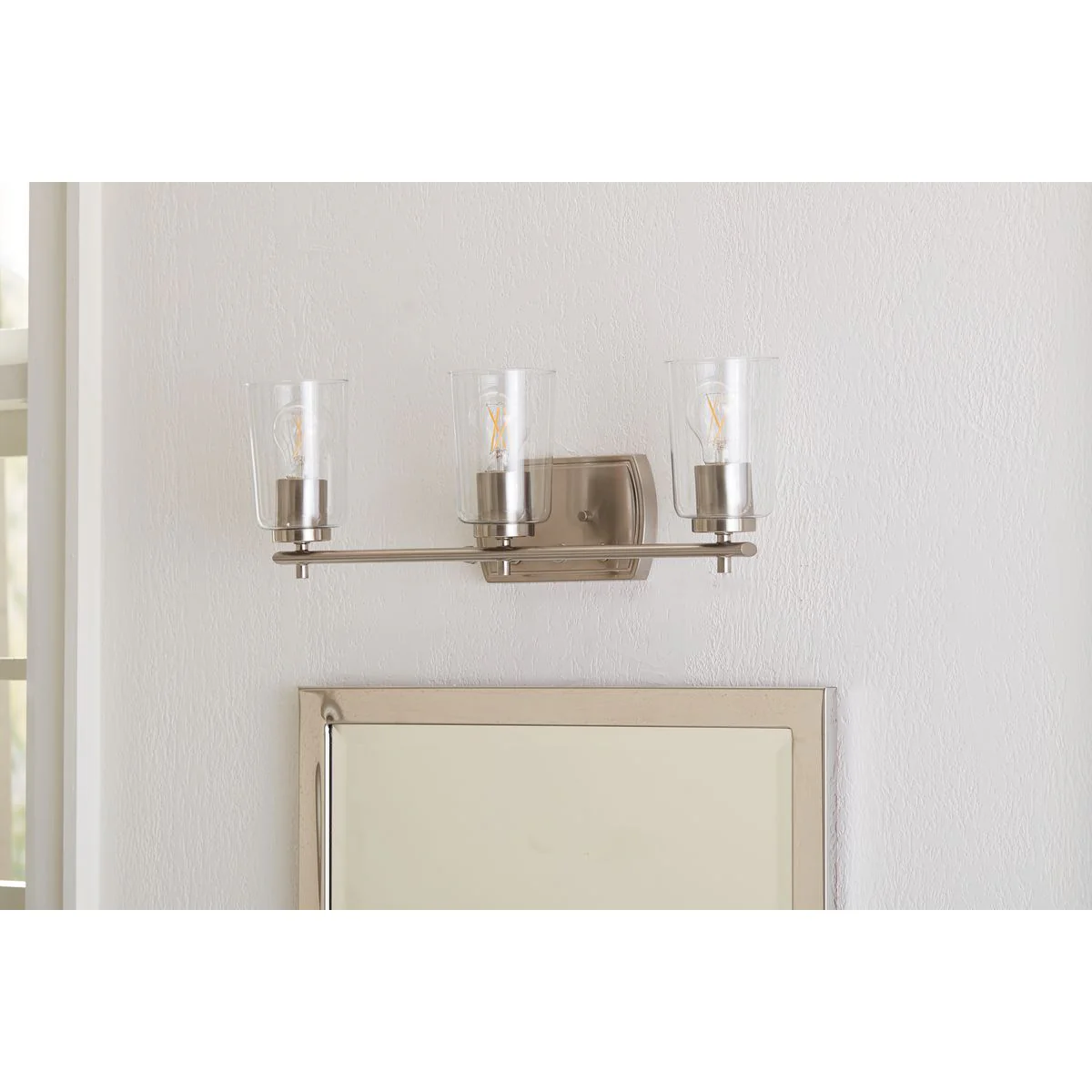 Adley Collection Three-Light Clear Glass Bath Vanity Light - Image 9