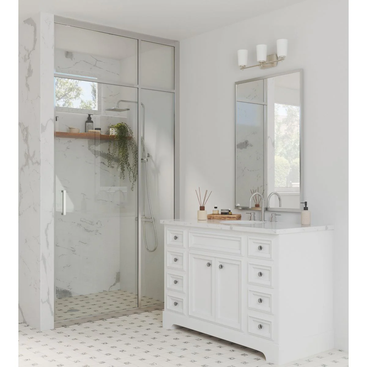 Adley Collection Three-Light Etched Opal Glass Bath Vanity Light - Image 5