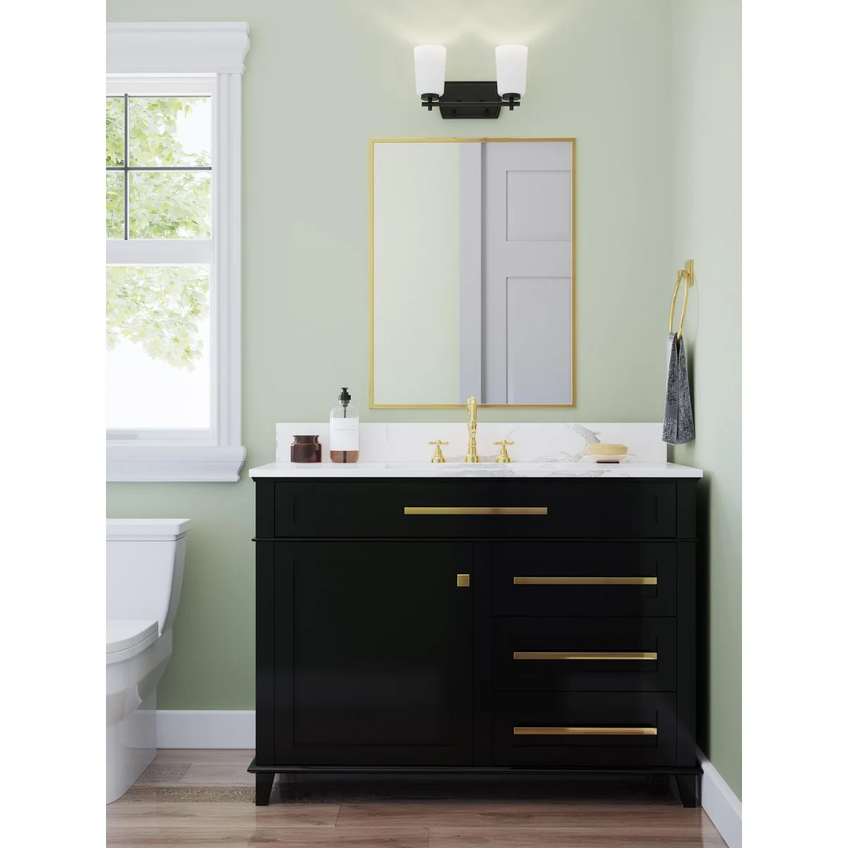 Adley Collection Two-Light Etched Opal Glass Bath Vanity Light - Image 6