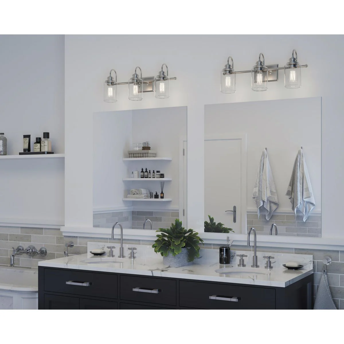 Aiken Collection Three-Light Clear Glass Bath Vanity Wall Light - Image 6