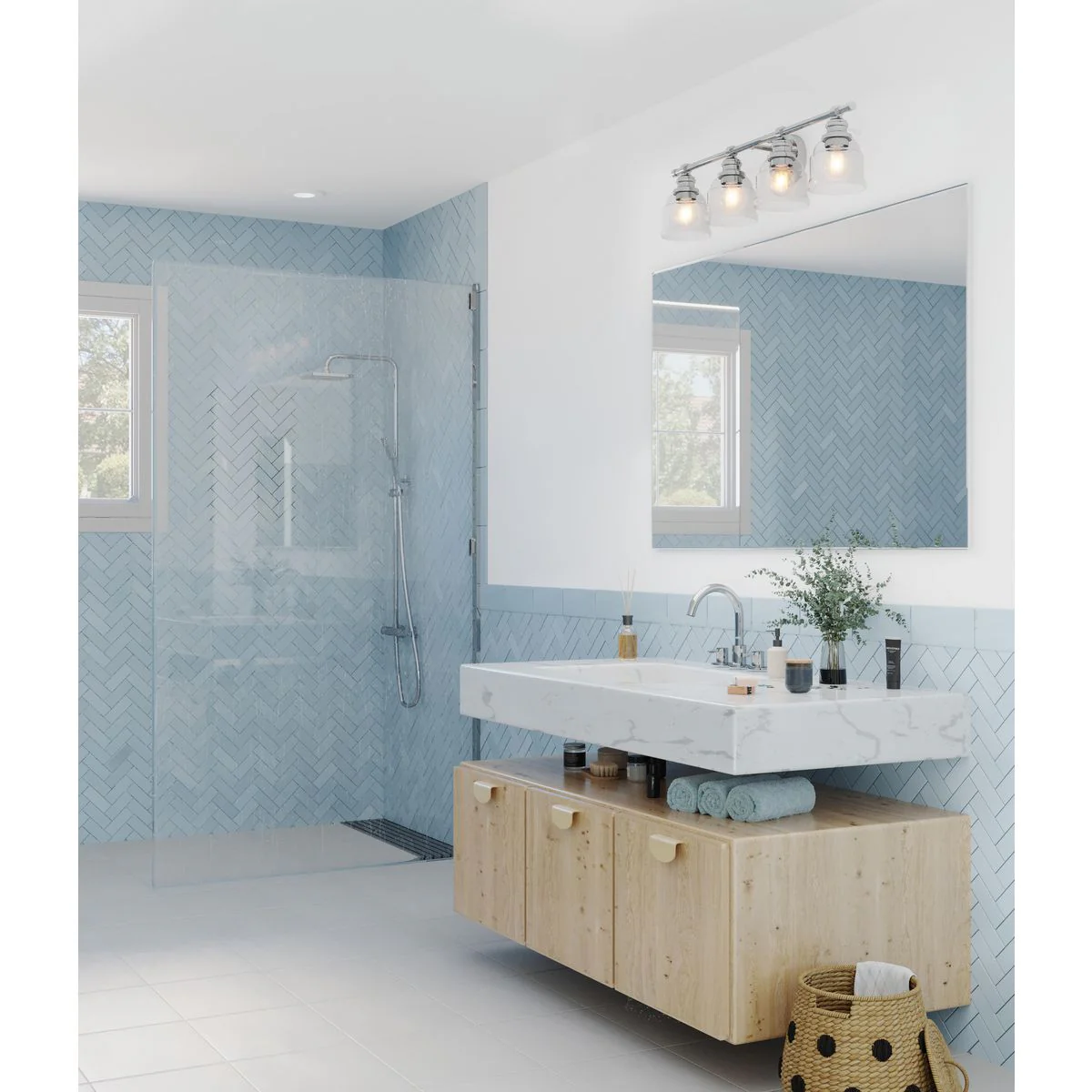 Ambrose Collection Four-Light Clear Glass Bath Vanity Light - Image 3