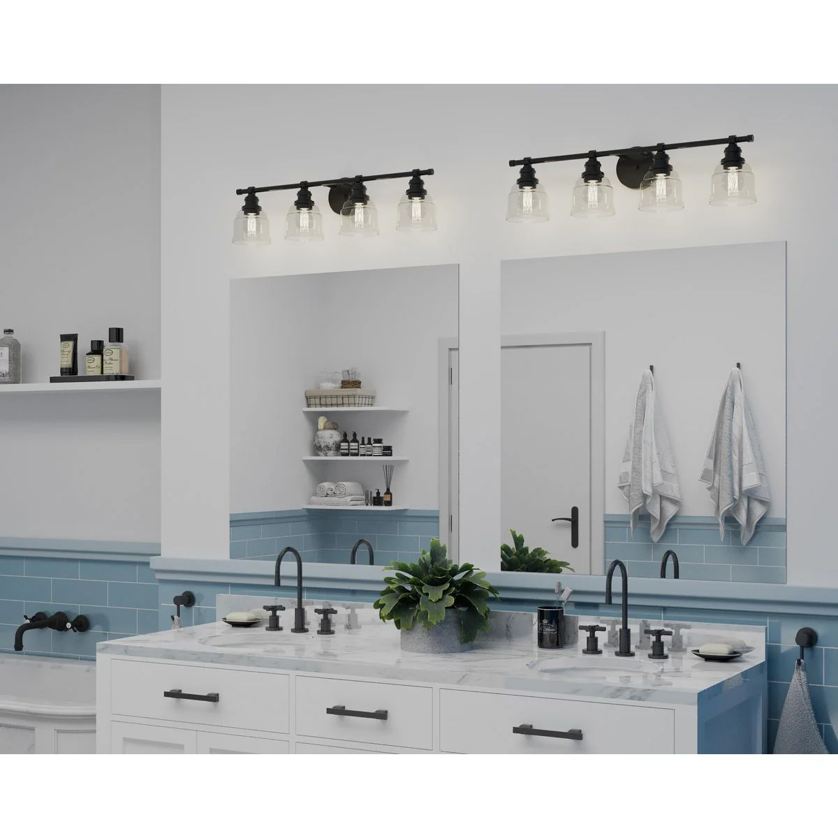 Ambrose Collection Four-Light Clear Glass Bath Vanity Light - Image 4