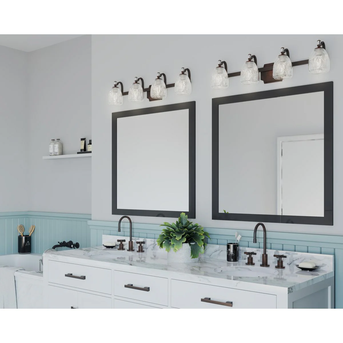Anjoux Collection Four-Light Clear Water Glass Bath Vanity Light - Image 3