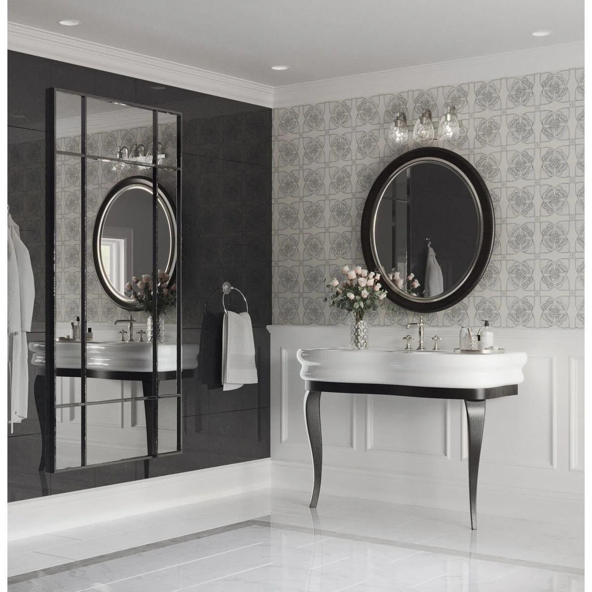 Anjoux Collection Three-Light Clear Water Glass Bath Vanity Light - Image 4