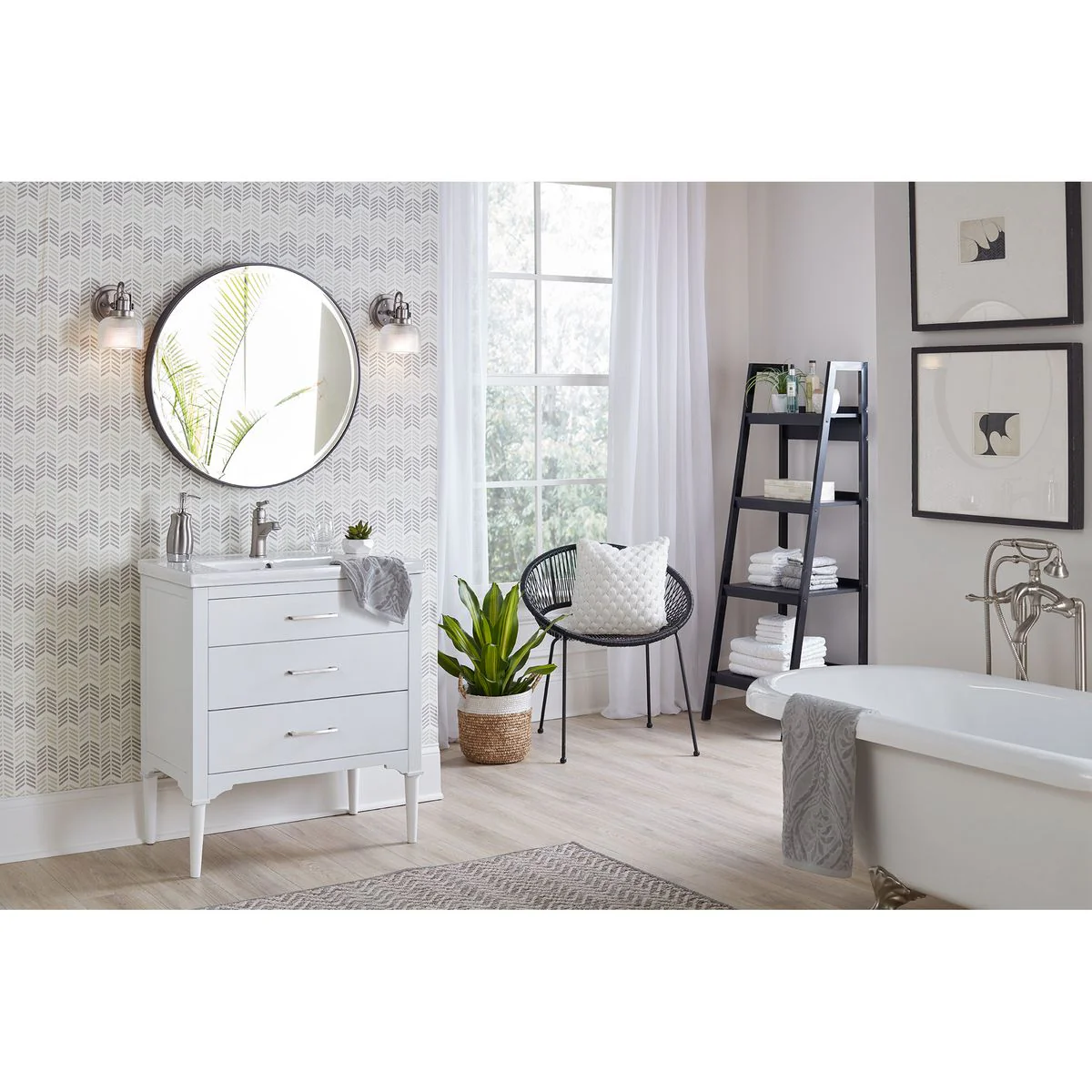 Archie Collection One-Light Clear Double Prismatic Glass Bath Vanity Light - Image 7