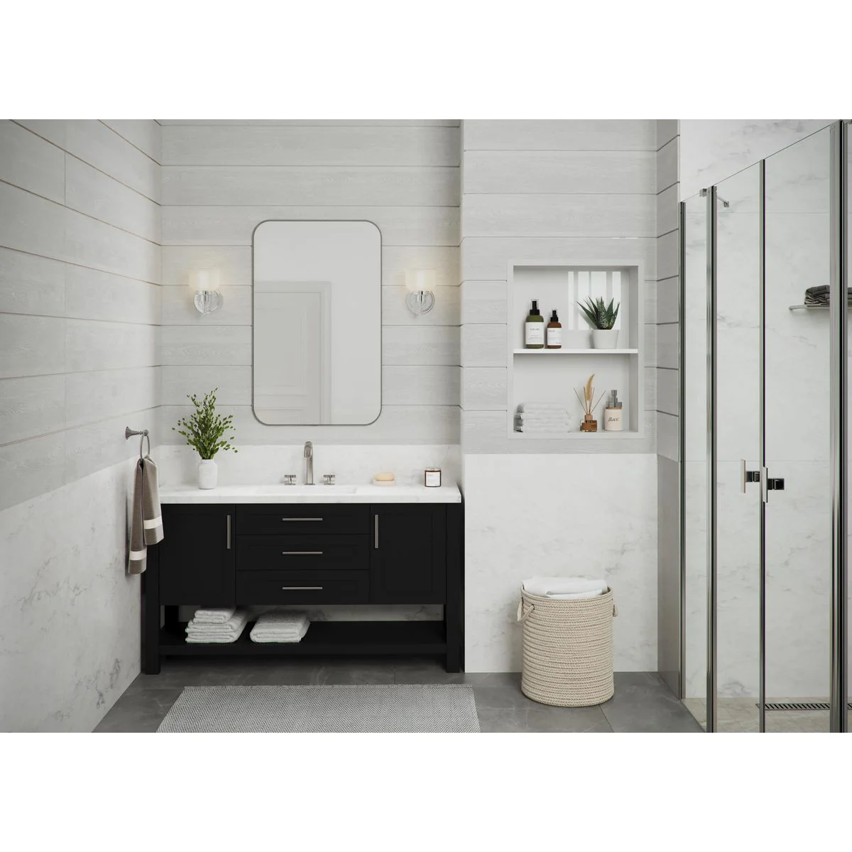 Archie Collection One-Light Clear Double Prismatic Glass Bath Vanity Light - Image 8