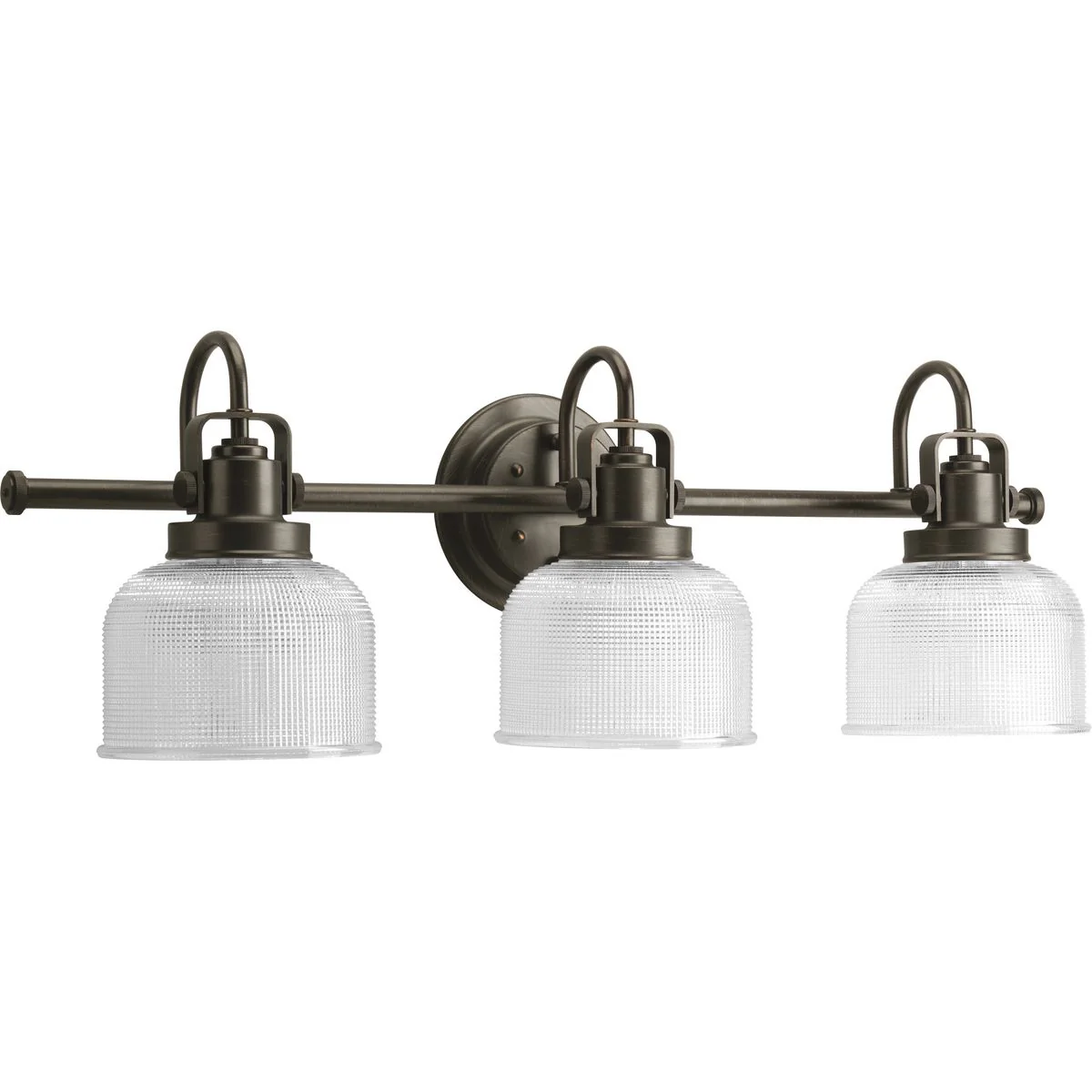 Archie Collection Three-Light Clear Double Prismatic Glass Bath Vanity Light - Image 2