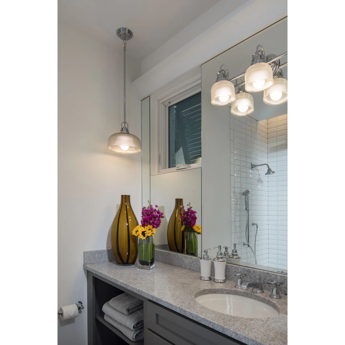 Archie Collection Two-Light Clear Double Prismatic Glass Bath Vanity Light - Image 6