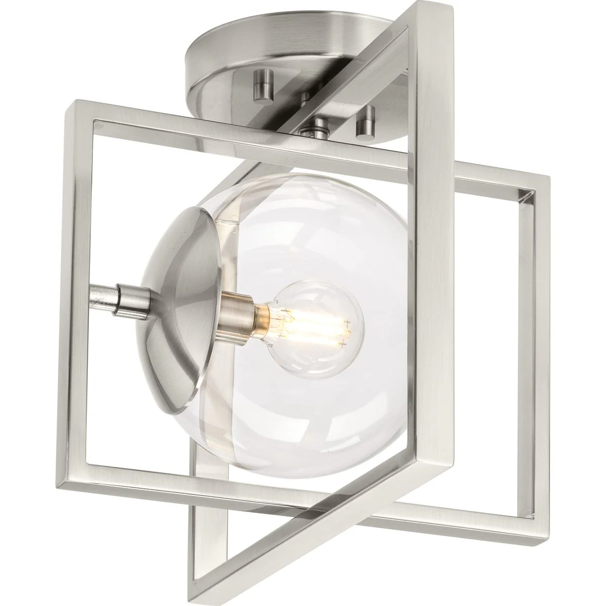 Atwell Collection 10" One-Light Clear Glass Semi-Flush Mount Light