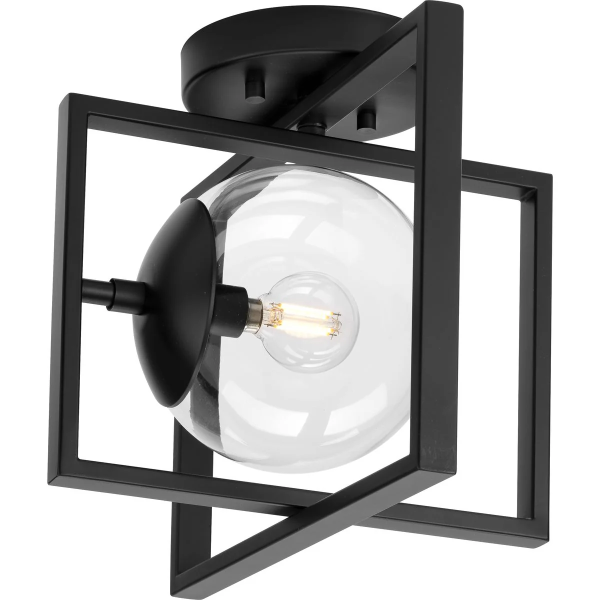Atwell Collection 10" One-Light Clear Glass Semi-Flush Mount Light - Image 2