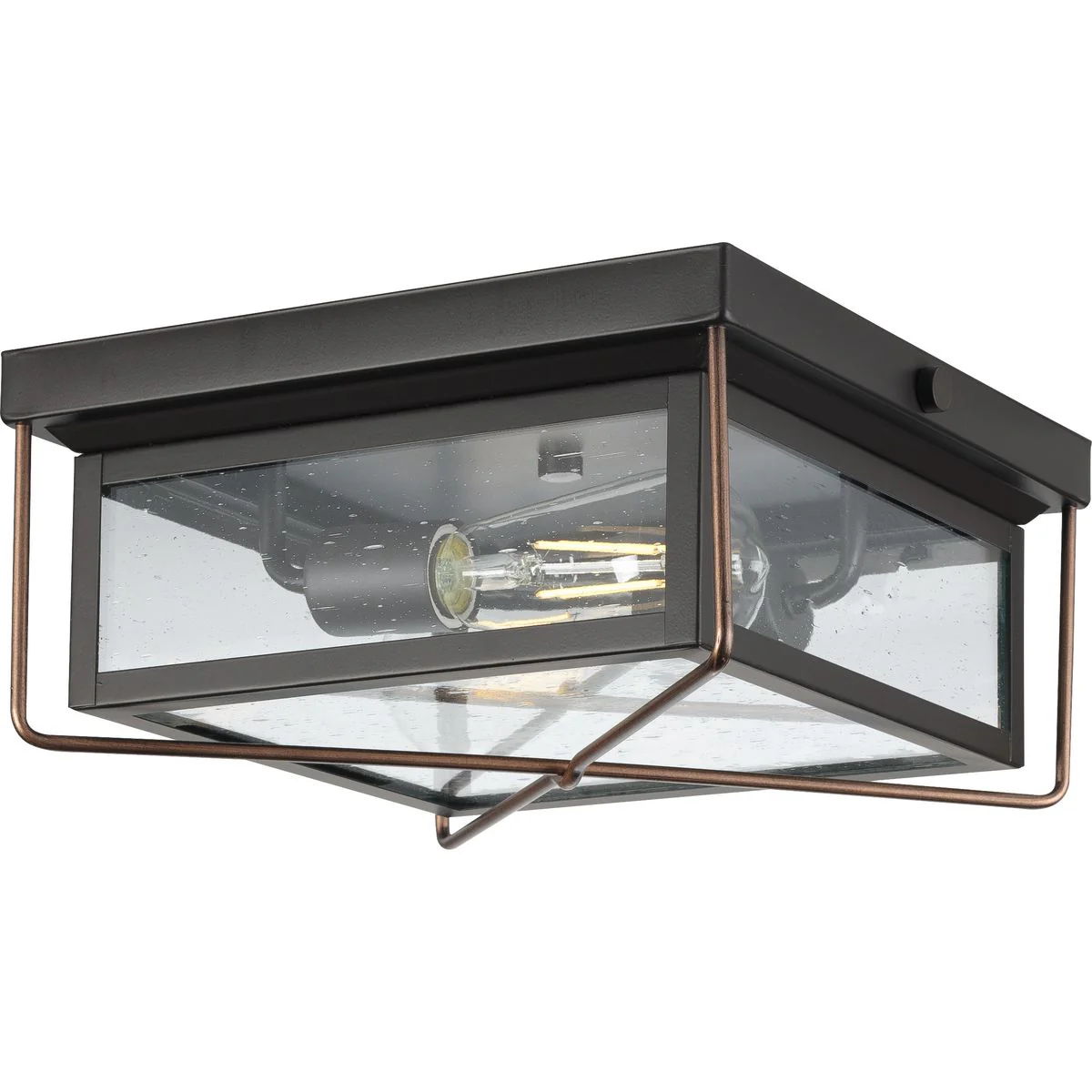 Barlowe Collection Two-Light Clear Seeded Glass Flush Mount Ceiling Light - Image 3