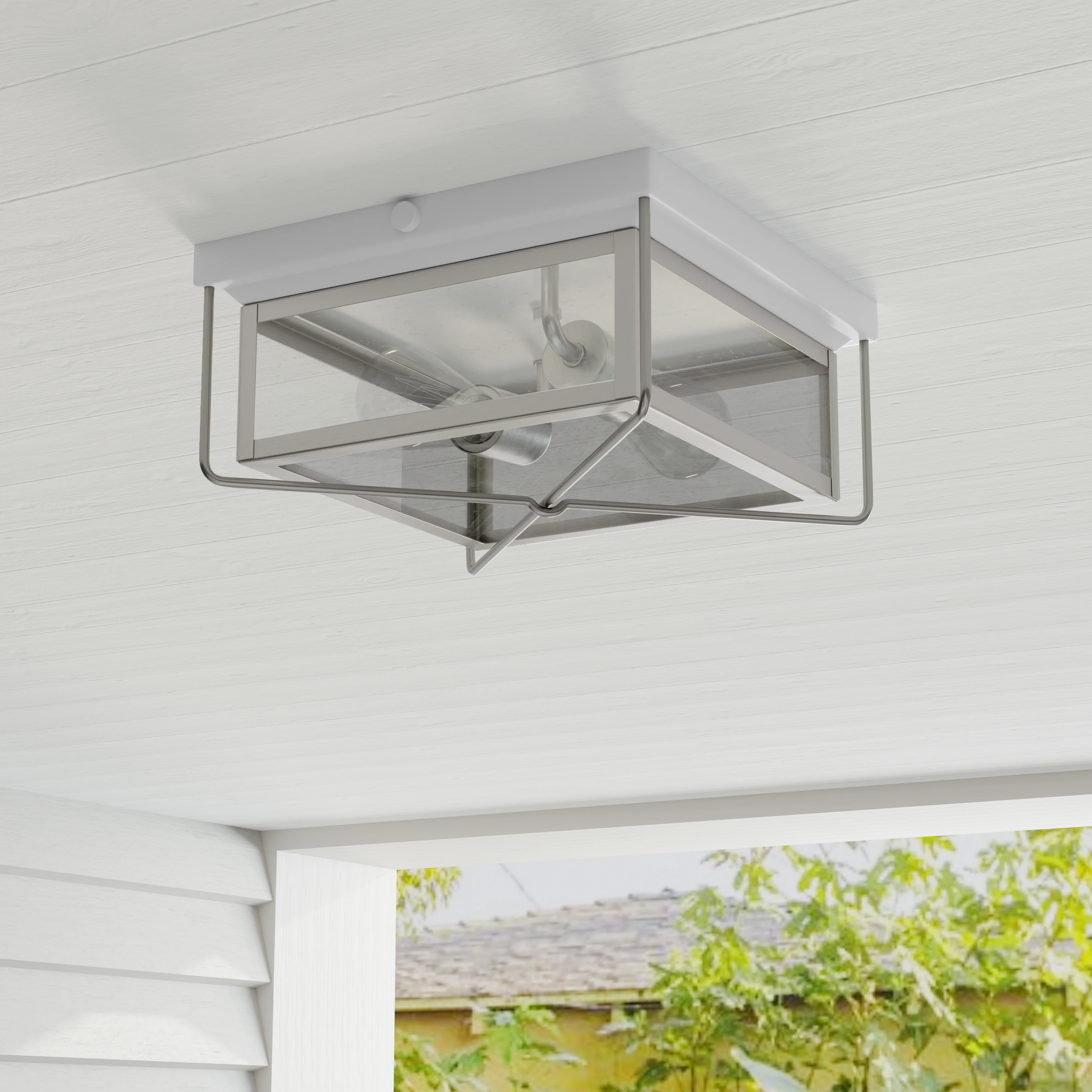 Barlowe Collection Two-Light Clear Seeded Glass Flush Mount Ceiling Light - Image 4