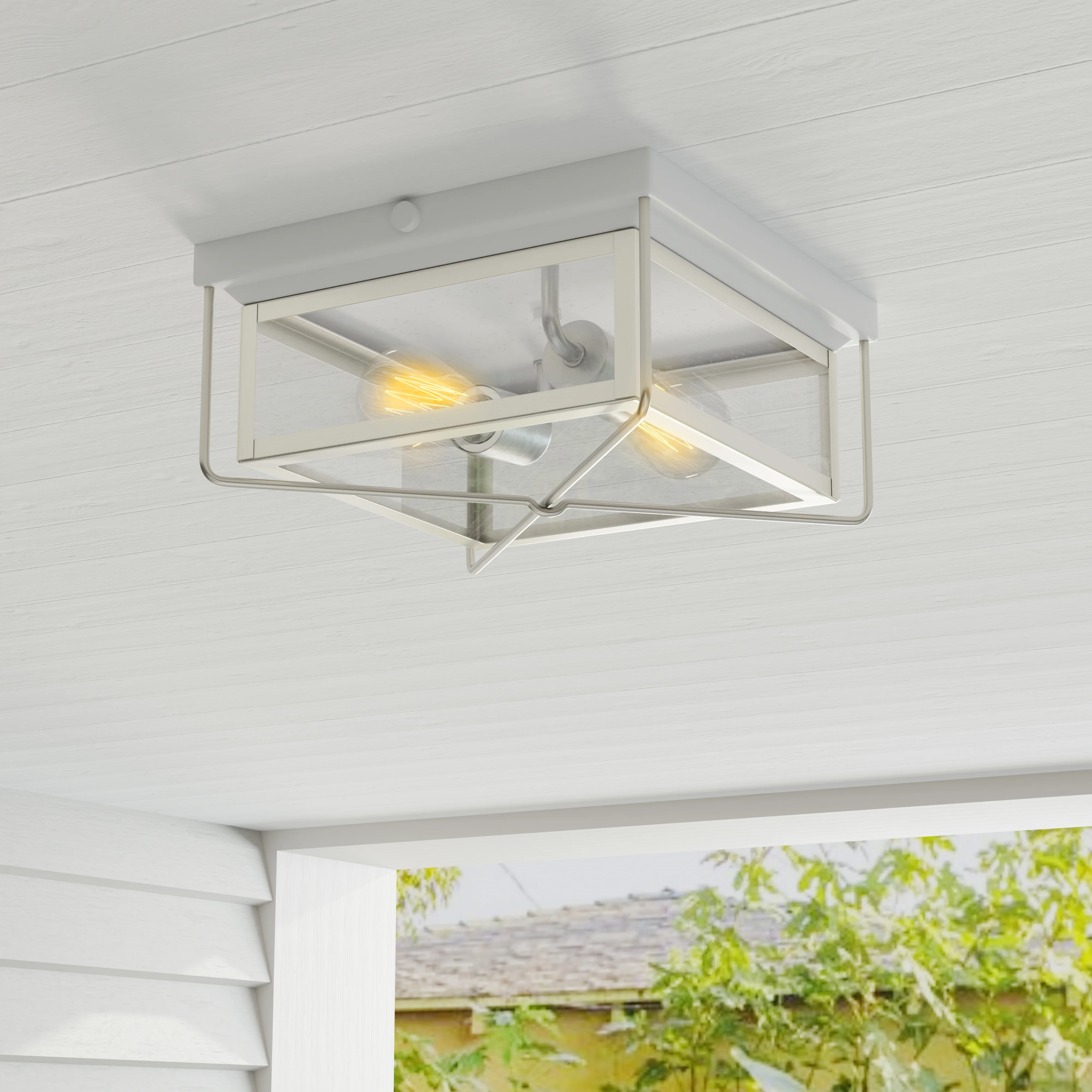 Barlowe Collection Two-Light Clear Seeded Glass Flush Mount Ceiling Light - Image 5