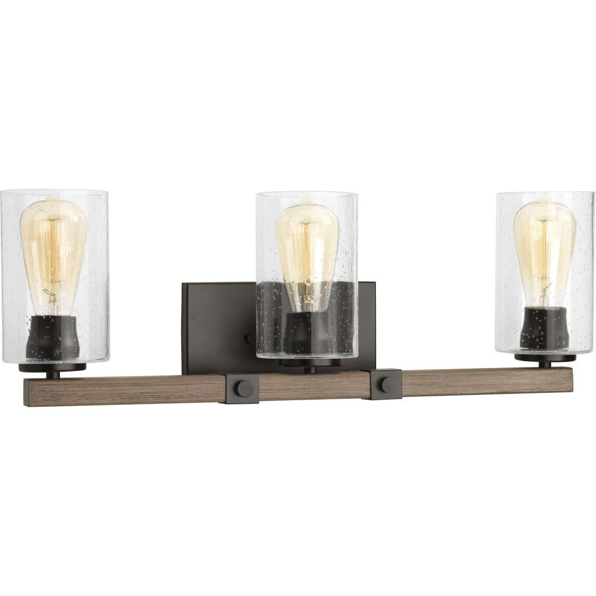 Barnes Mill Collection Three-Light Clear Seeded Glass Bath Vanity Light