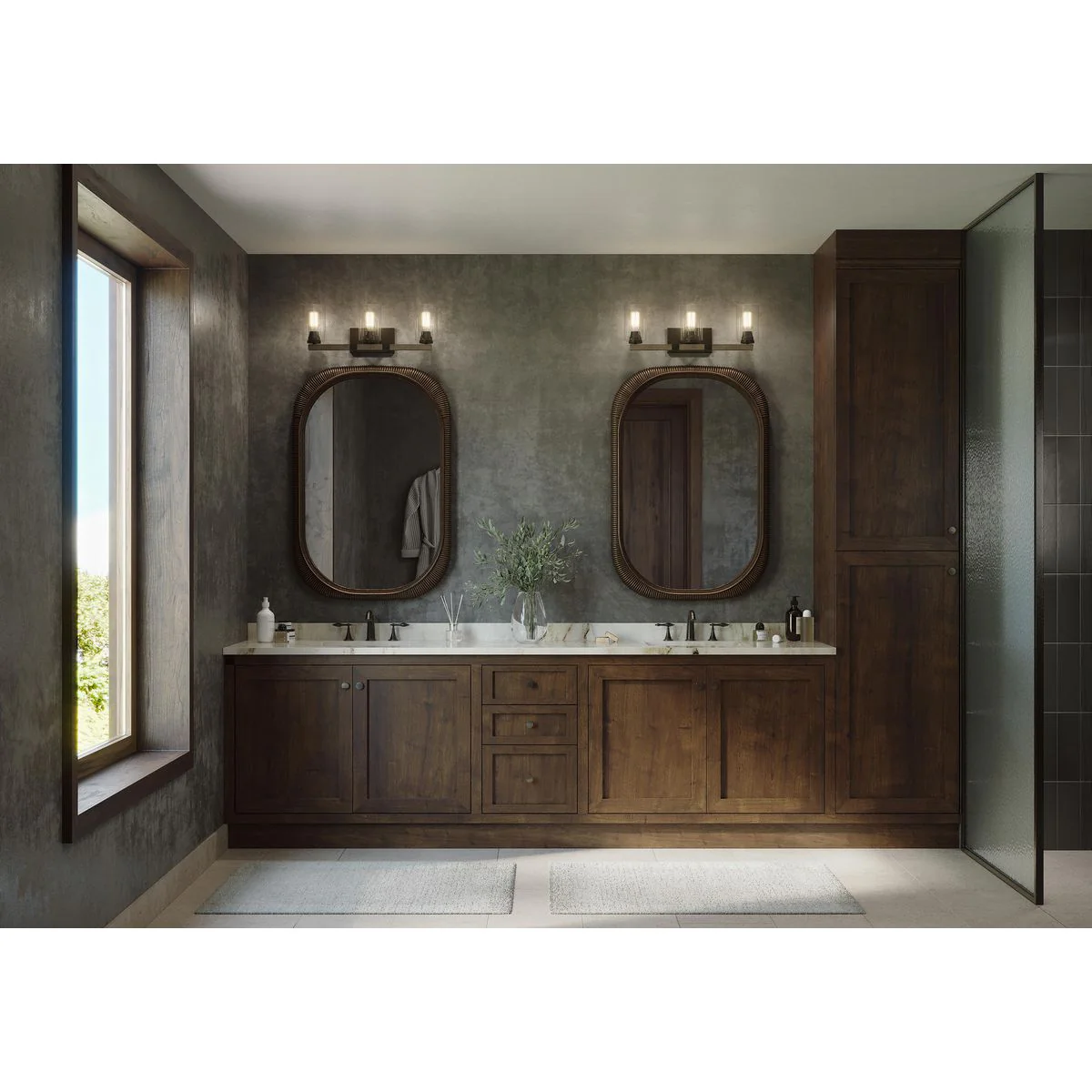 Barnes Mill Collection Three-Light Clear Seeded Glass Bath Vanity Light - Image 2