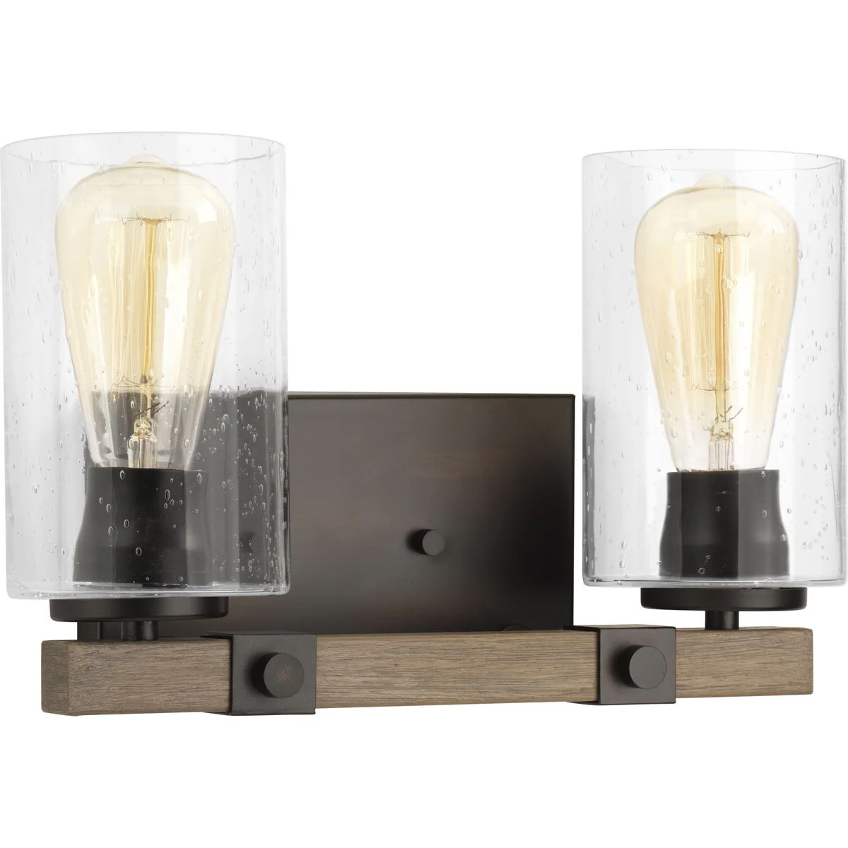 Barnes Mill Collection Two-Light Clear Seeded Glass Bath Vanity Light