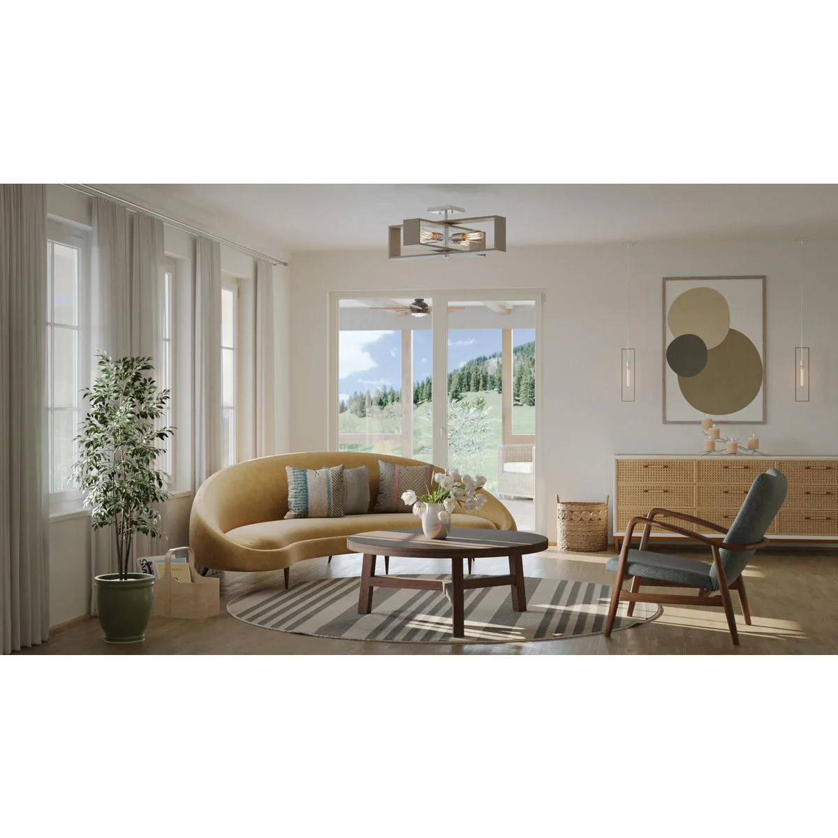 Boundary Collection 24 in. Four-Light Flush Mount Light - Image 5