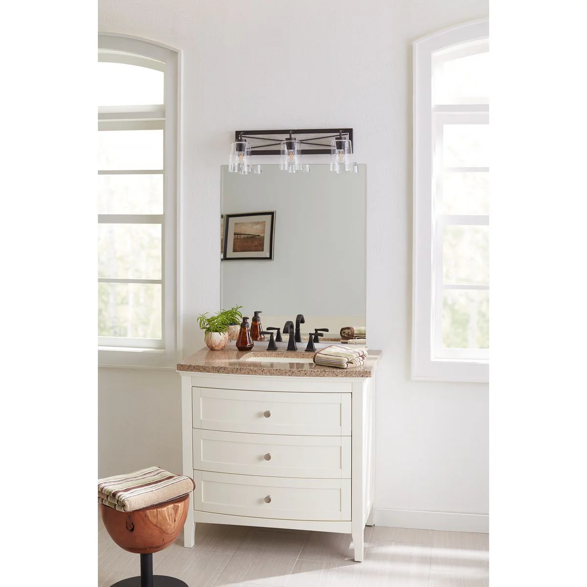 Briarwood Collection Three-Light Clear Glass Bath Vanity Light - Image 4