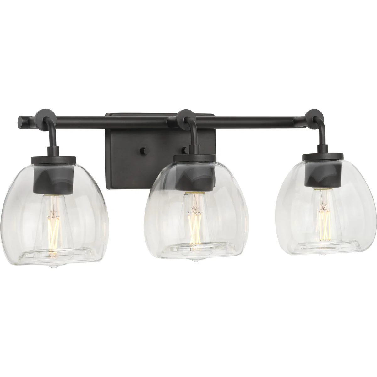 Caisson Collection Three-Light Clear Glass Bath Vanity Light