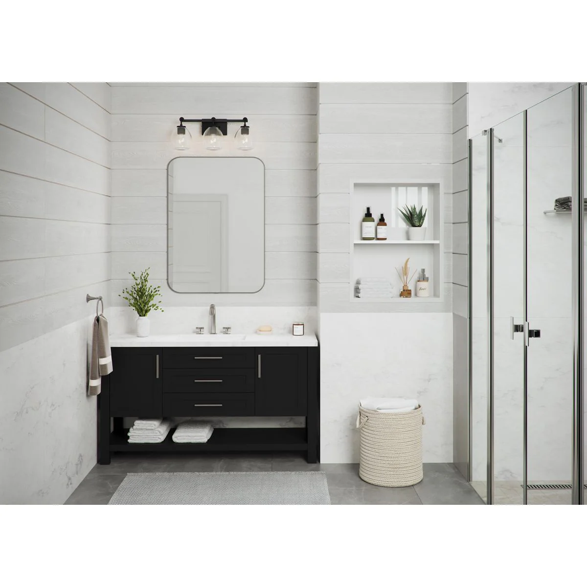 Caisson Collection Three-Light Clear Glass Bath Vanity Light - Image 3