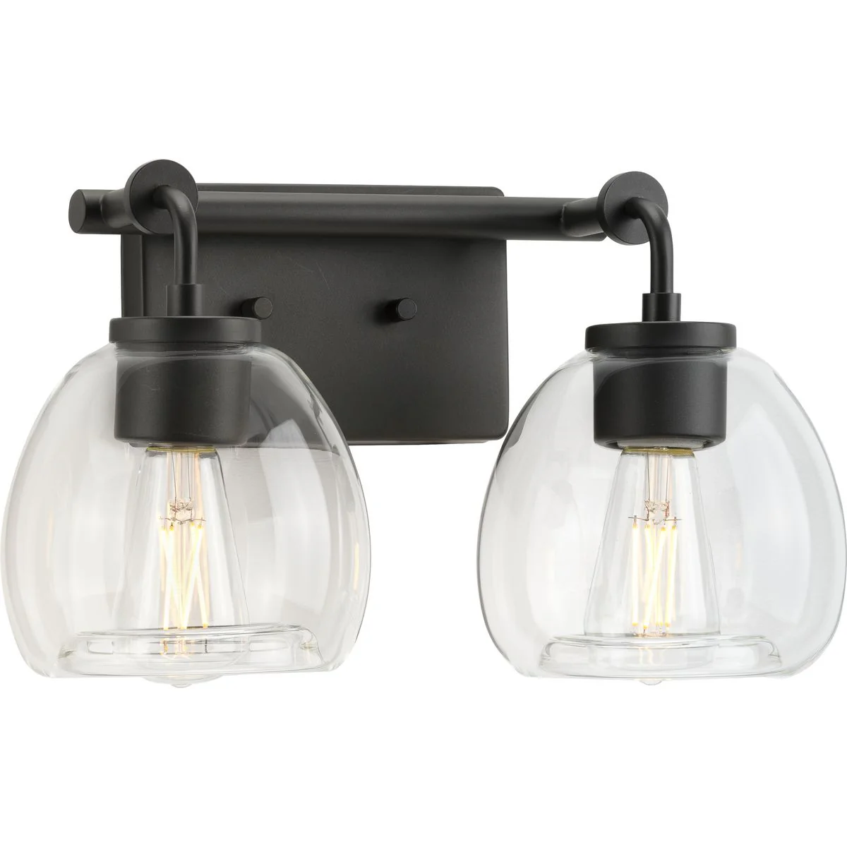 Caisson Collection Two-Light Clear Glass Bath Vanity Light