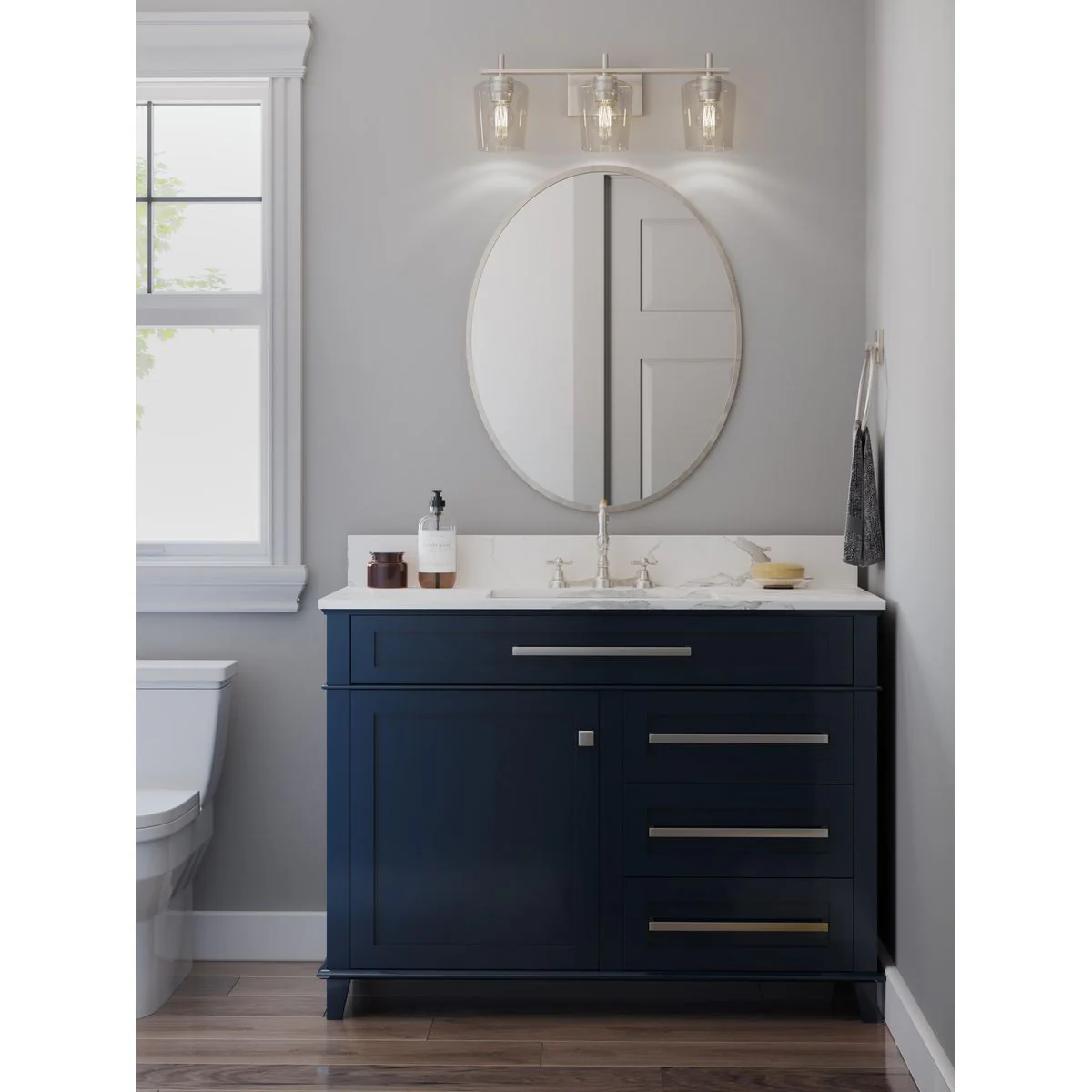Calais Collection Three-Light Clear Glass Bath Vanity Light - Image 7