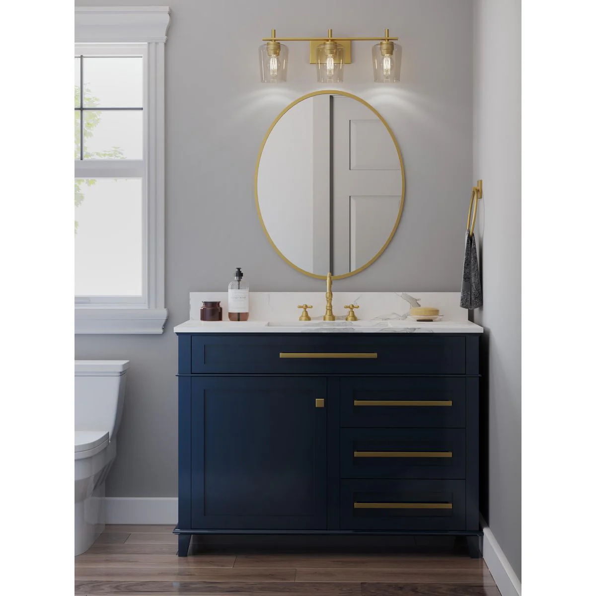 Calais Collection Three-Light Clear Glass Bath Vanity Light - Image 8