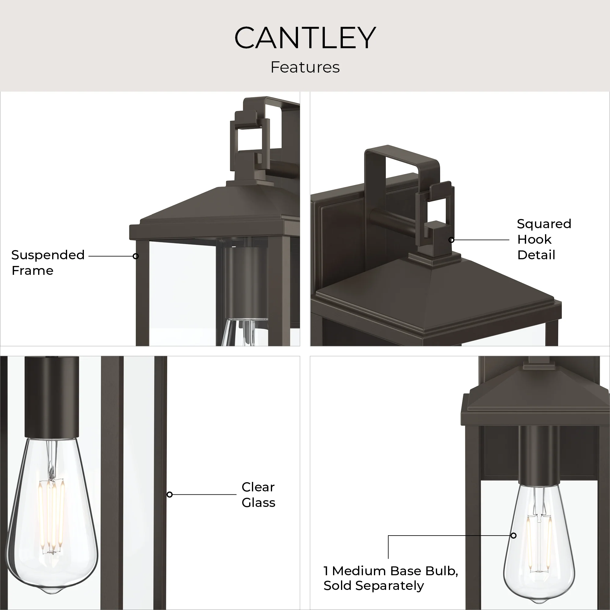 Cantley Medium Outdoor Wall Lantern with Clear Glass Panels - Image 12