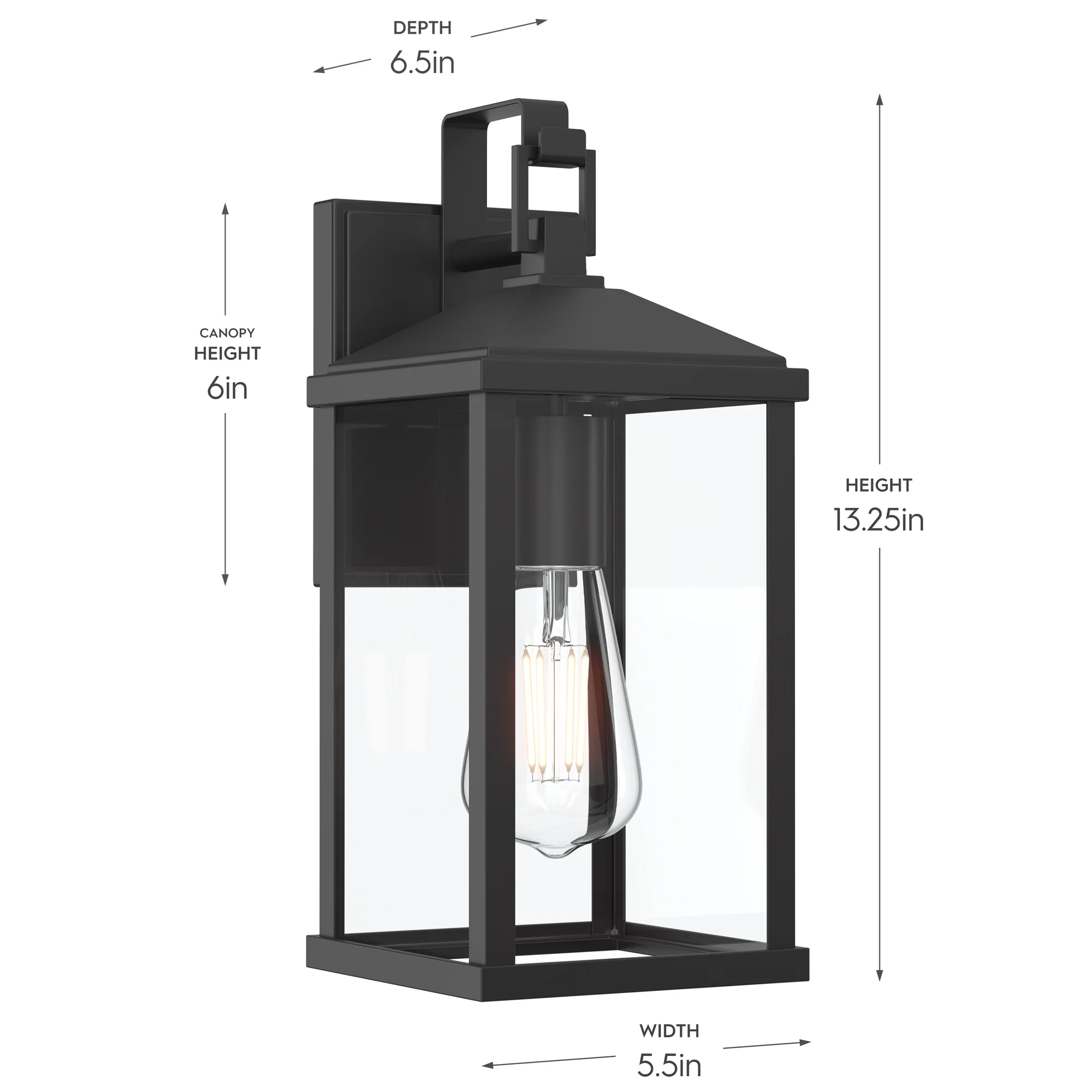 Cantley Medium Outdoor Wall Lantern with Clear Glass Panels - Image 3