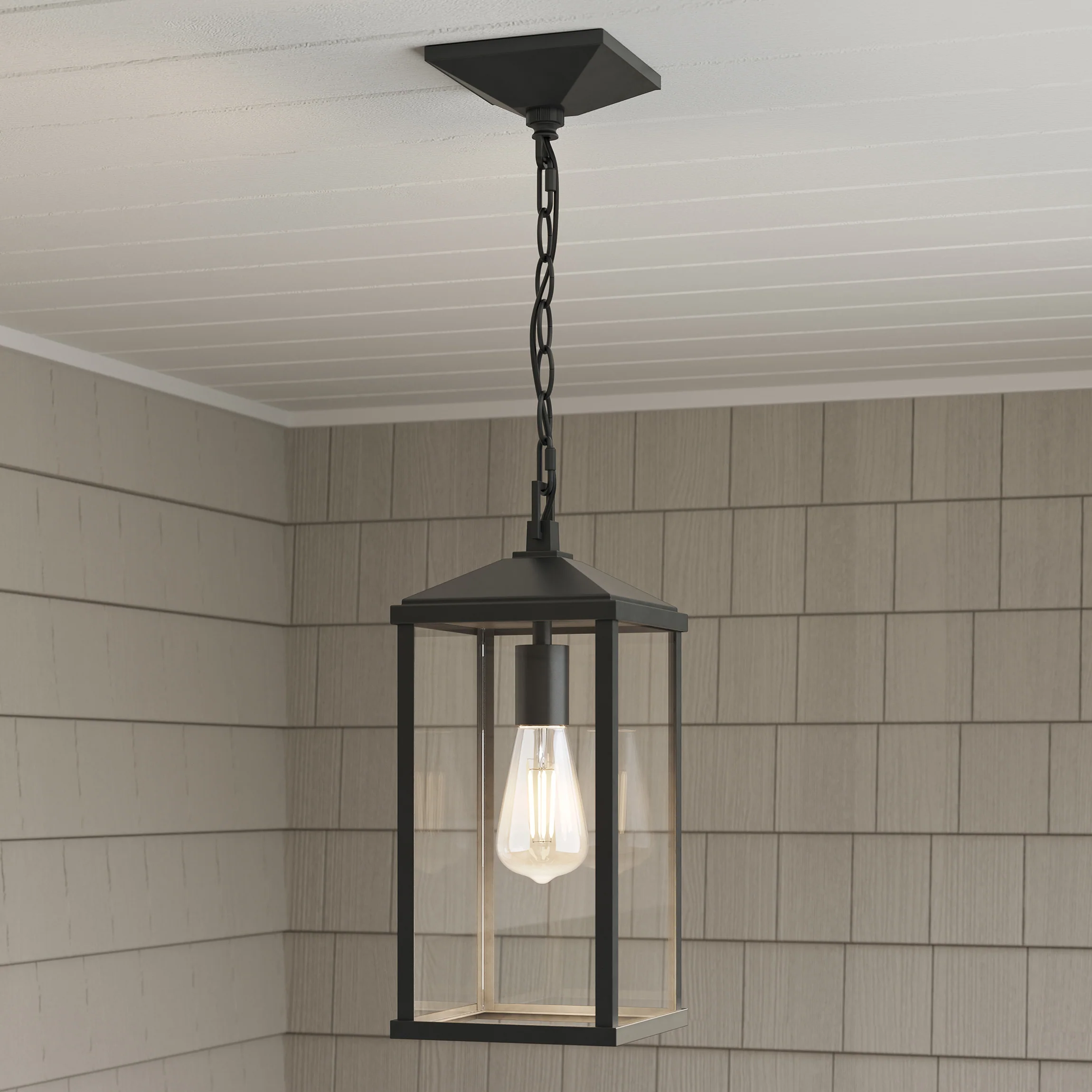 Cantley Outdoor Pendant with Clear Glass Panels - Image 13