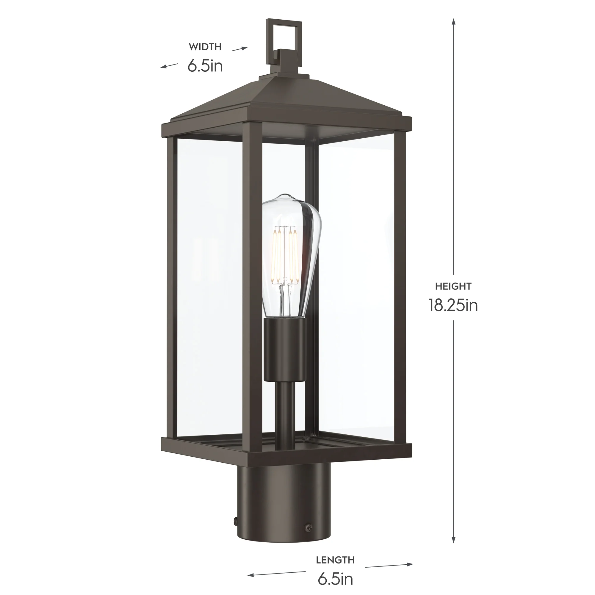 Cantley Outdoor Post Mount Lantern Light with Clear Glass Panels - Image 4
