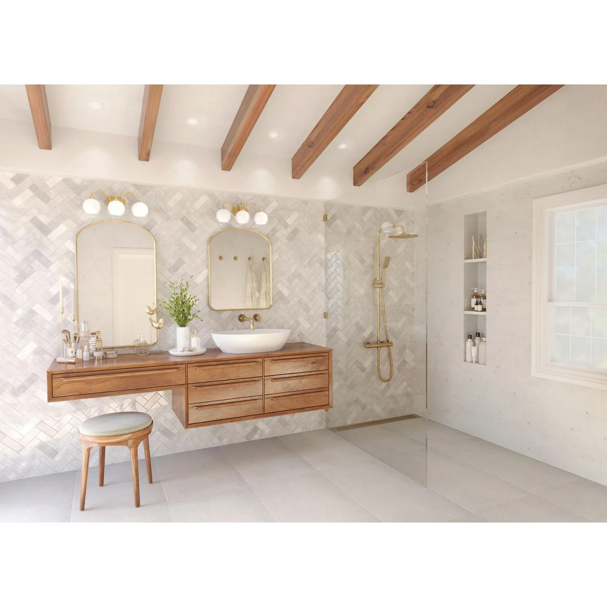 Carisa Collection Three-Light Opal Glass Bath Vanity Light - Image 3