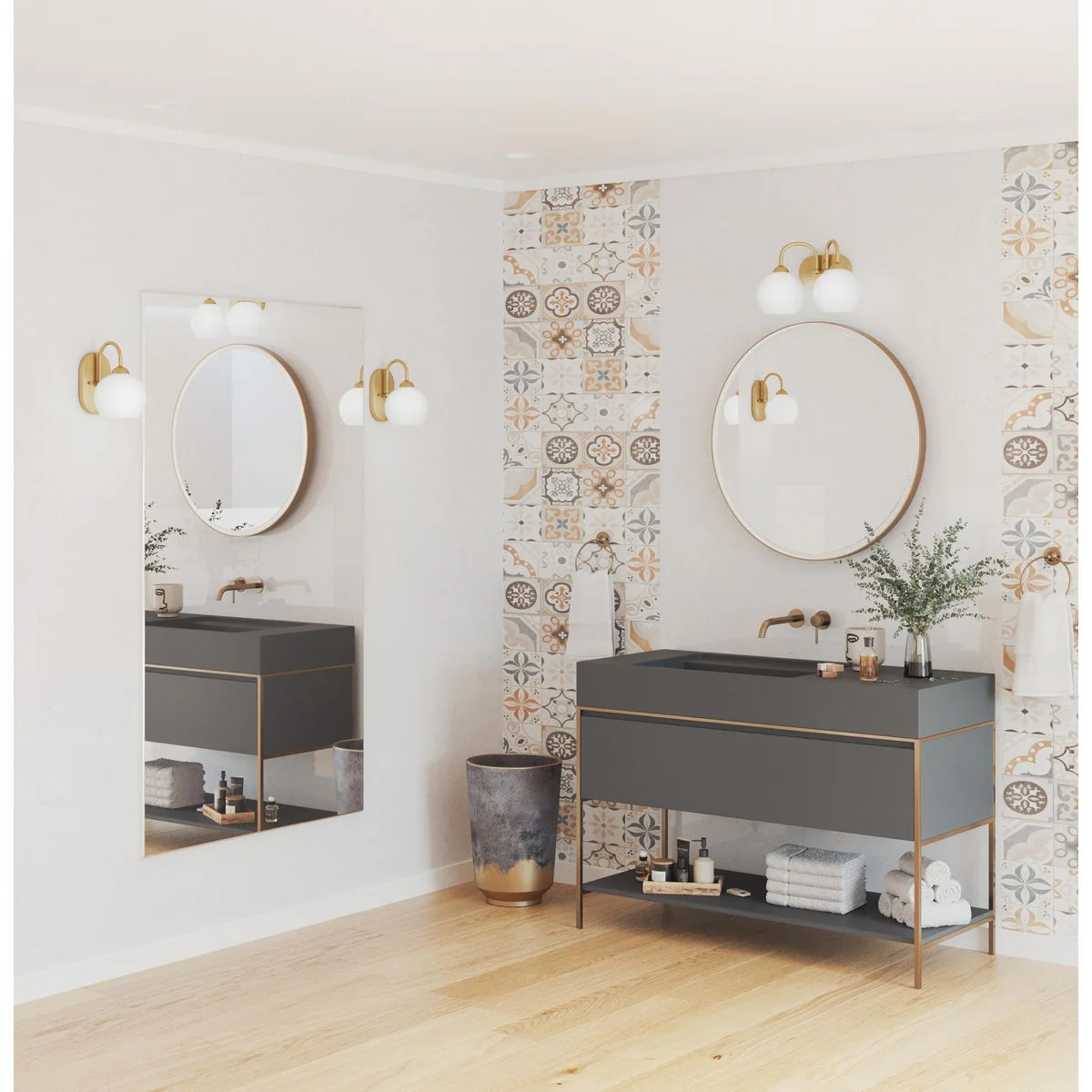 Carisa Collection Two-Light Opal Glass Bath Vanity Light - Image 3