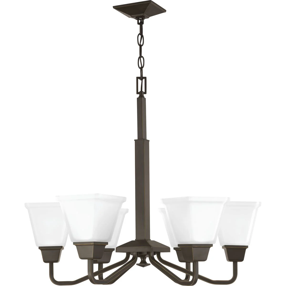 Clifton Heights Collection Six-Light Etched Glass Chandelier Light - Image 2