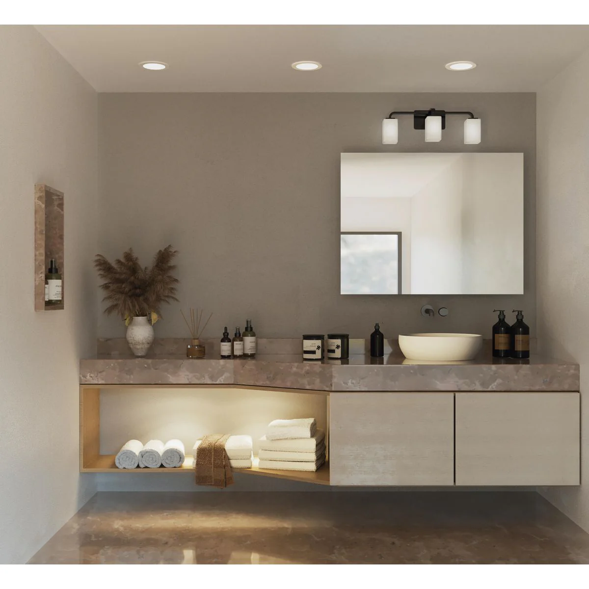 Cowan Collection Three-Light Etched Opal Glass Bath Vanity Light - Image 7