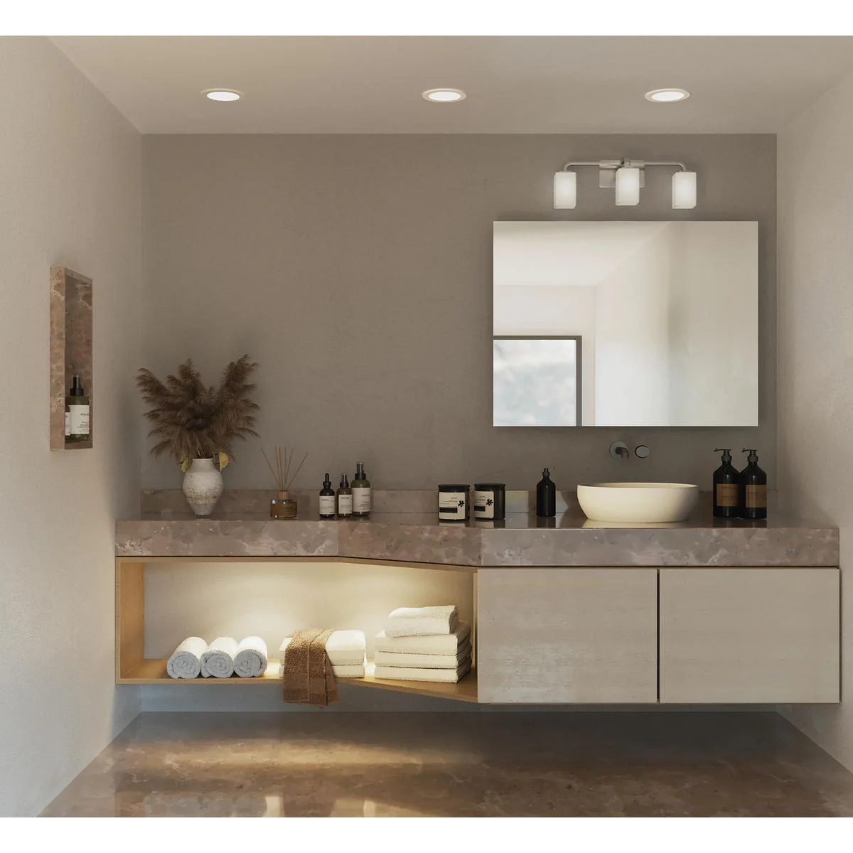 Cowan Collection Three-Light Etched Opal Glass Bath Vanity Light - Image 8