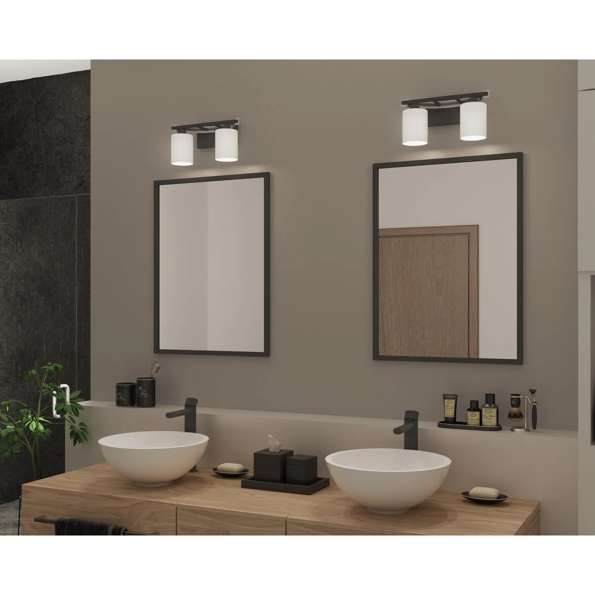 Dart Collection Two-Light Etched Glass Bath Vanity Light - Image 2