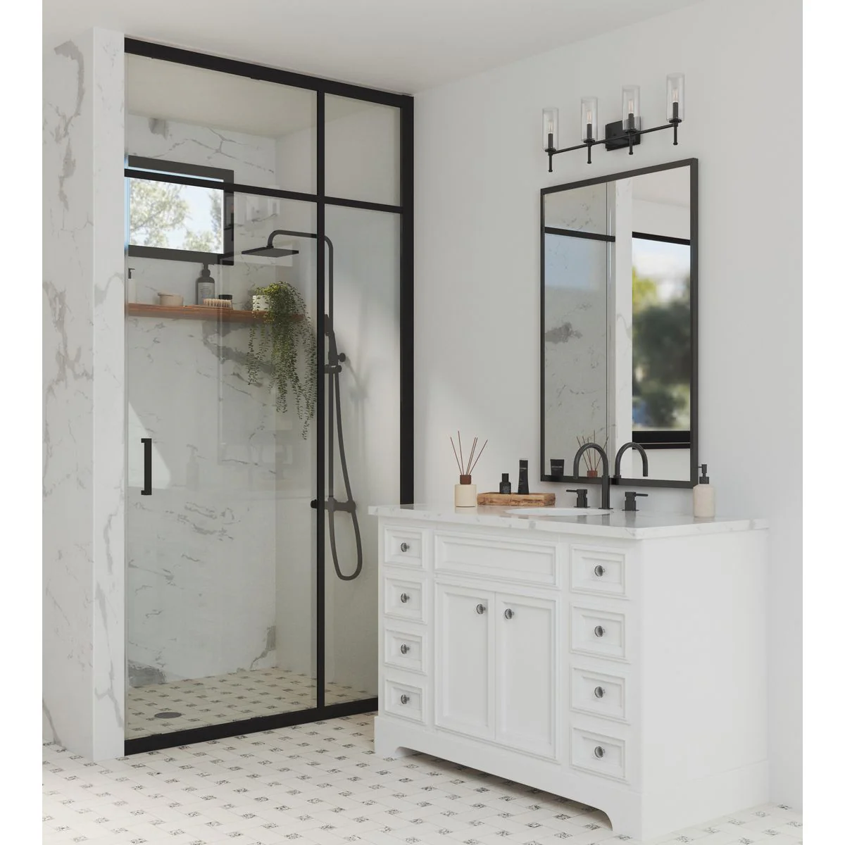 Elara Collection Four-Light Clear Glass Bath Vanity Light - Image 6