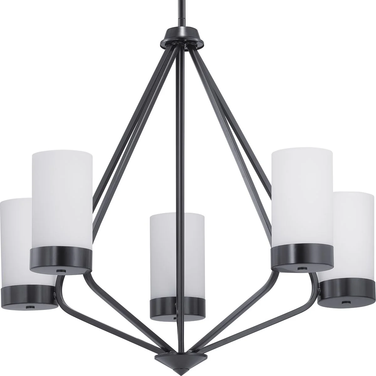 Elevate Collection Five-Light Etched White Glass Chandelier Light - Image 3