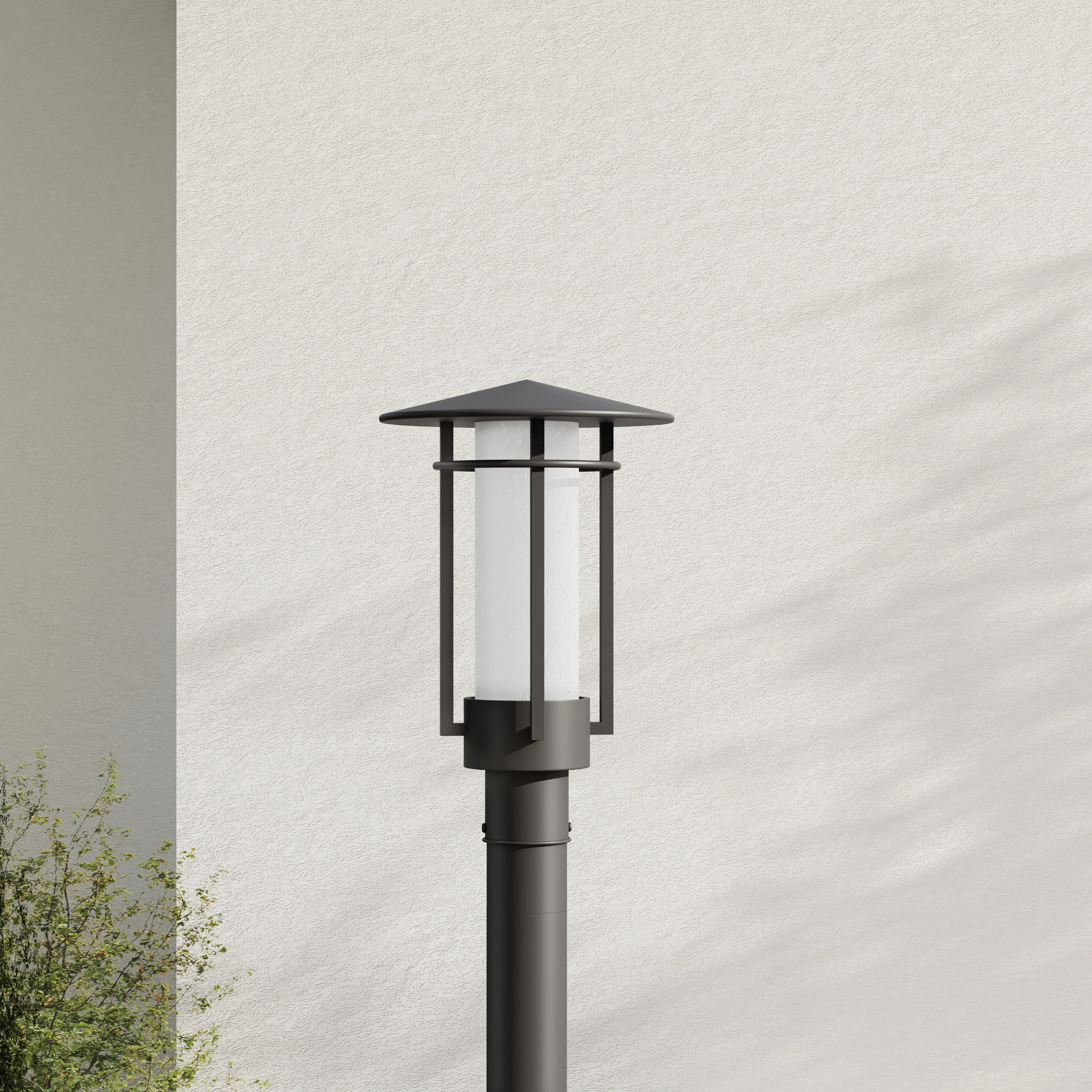 Exton Collection One-Light Etched Seeded Glass Outdoor Post Lantern