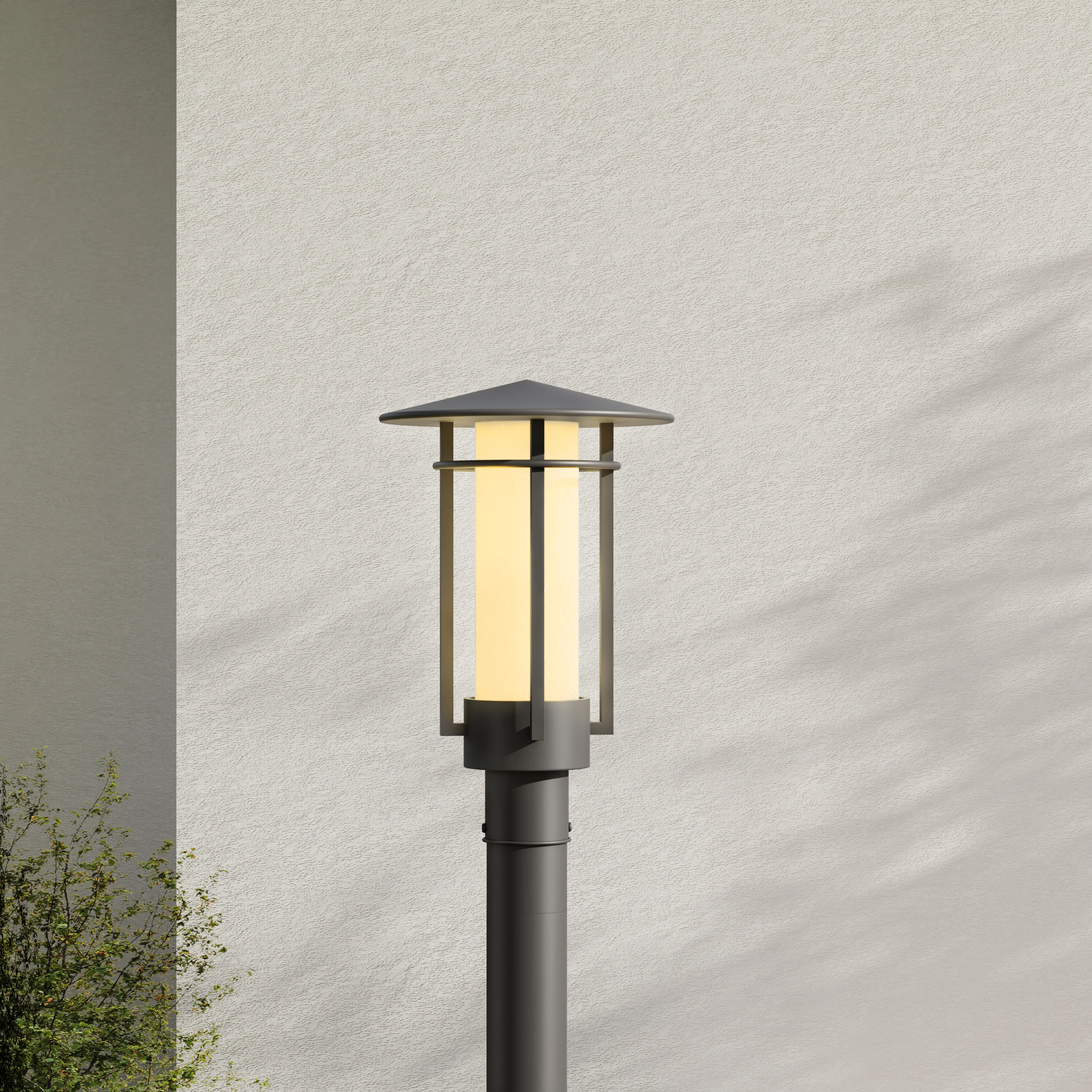 Exton Collection One-Light Etched Seeded Glass Outdoor Post Lantern - Image 2