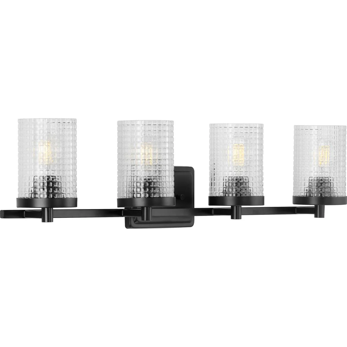 Fawcett Collection Four-Light Clear Patterned Glass Bath Vanity Light - Image 2