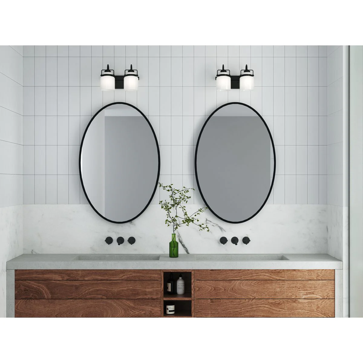 Fessler Collection Two-Light Opal Glass Bath Light - Image 4