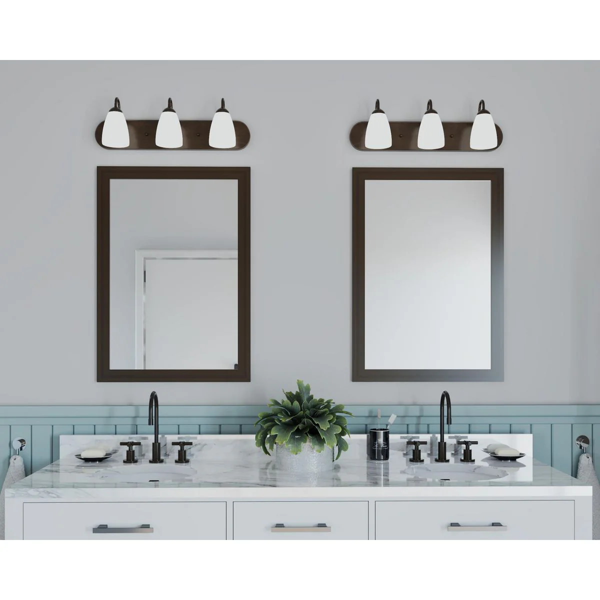 Gather Collection Three-Light Etched Glass Bath Vanity Light - Image 4