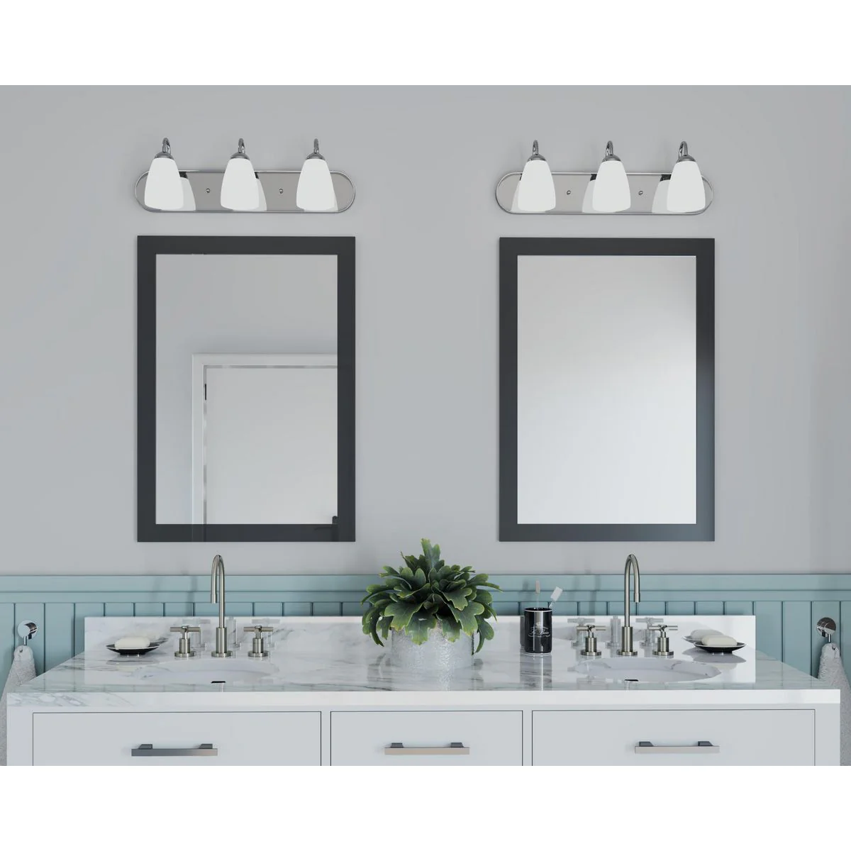 Gather Collection Three-Light Etched Glass Bath Vanity Light - Image 5
